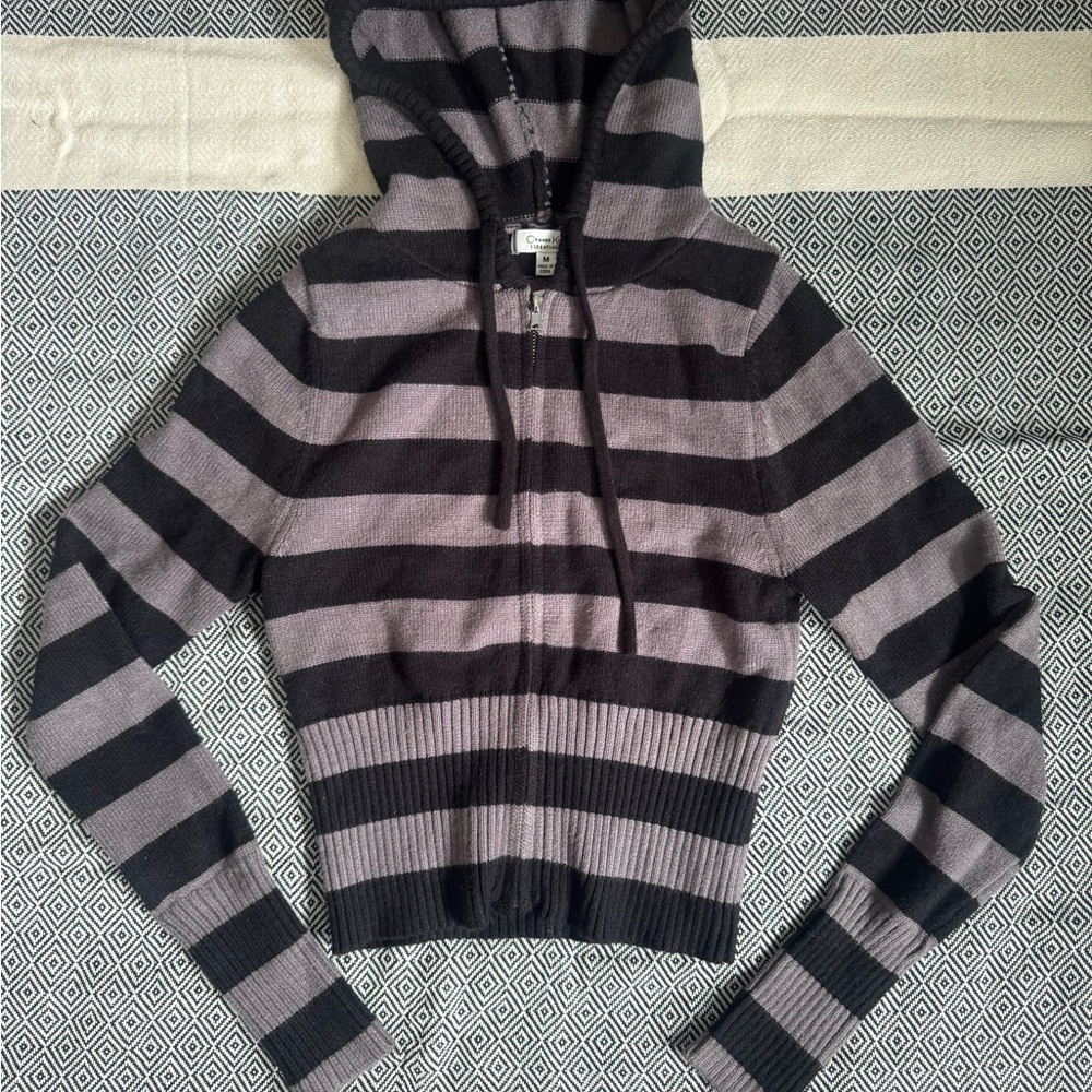 Striped Black and Gray Women's Sweater